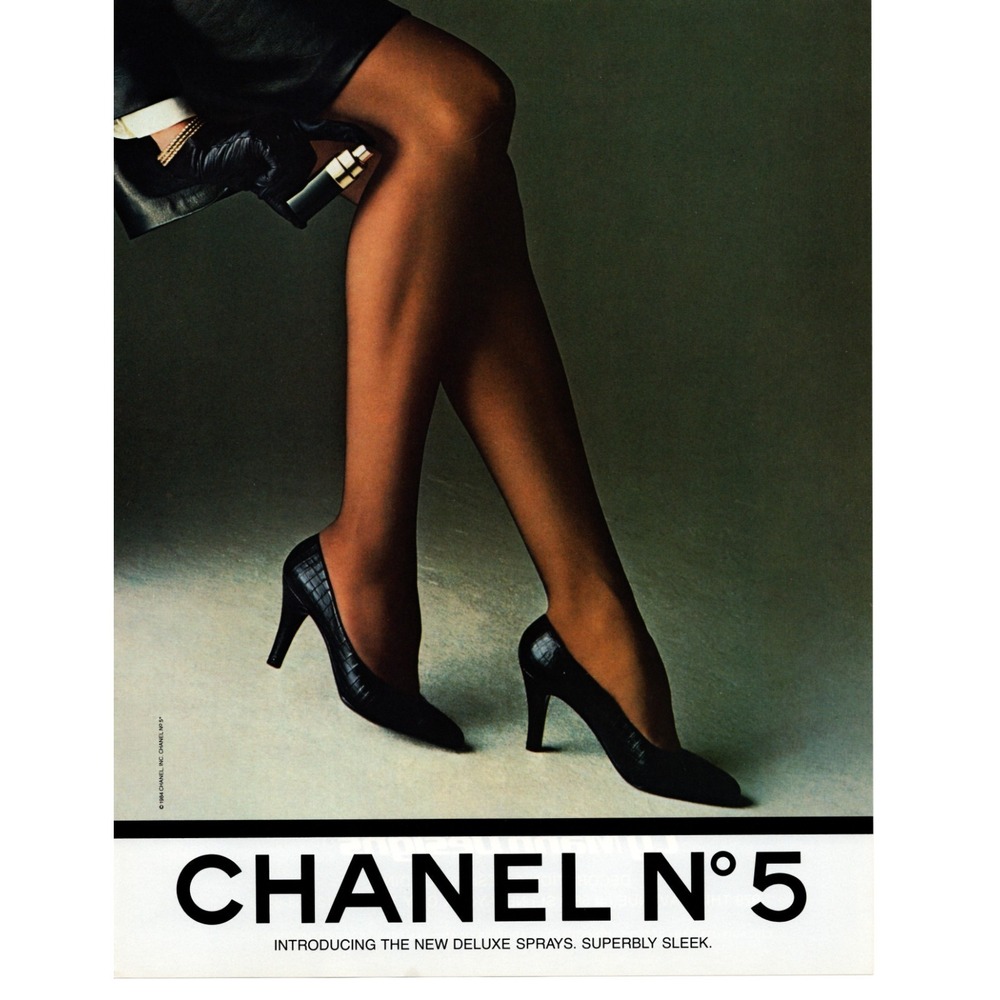 Chanel No 5 1984 Vintage Print Ad Deluxe Perfume Sprays Fashion Heels‎ Legs 80s